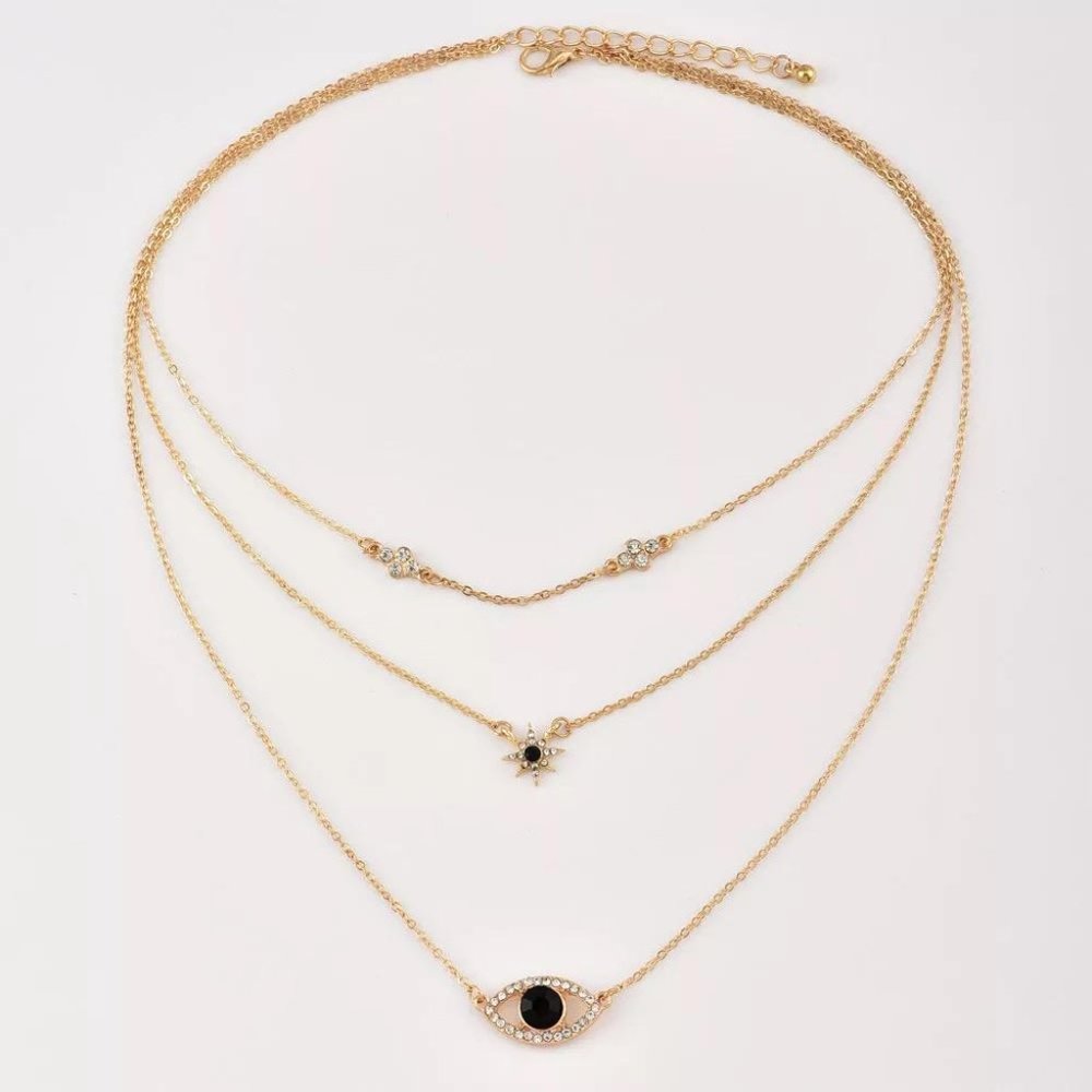 Evil Eye Lucky Turkish Pendant Multi-layer Necklace Chain Choker - Picture 5 of 6